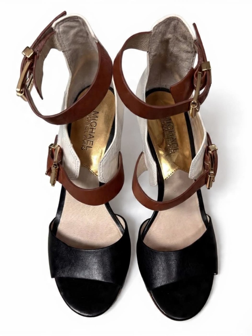 Michael Kors Tri-Color Leather Ankle-Strap Heels